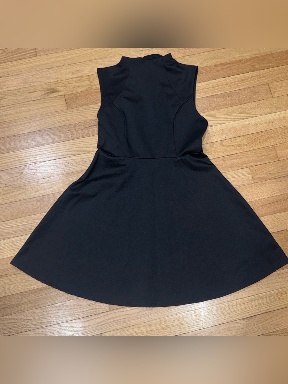 Elodie Black Sleeveless Fit & Flare Mini with High Neck
